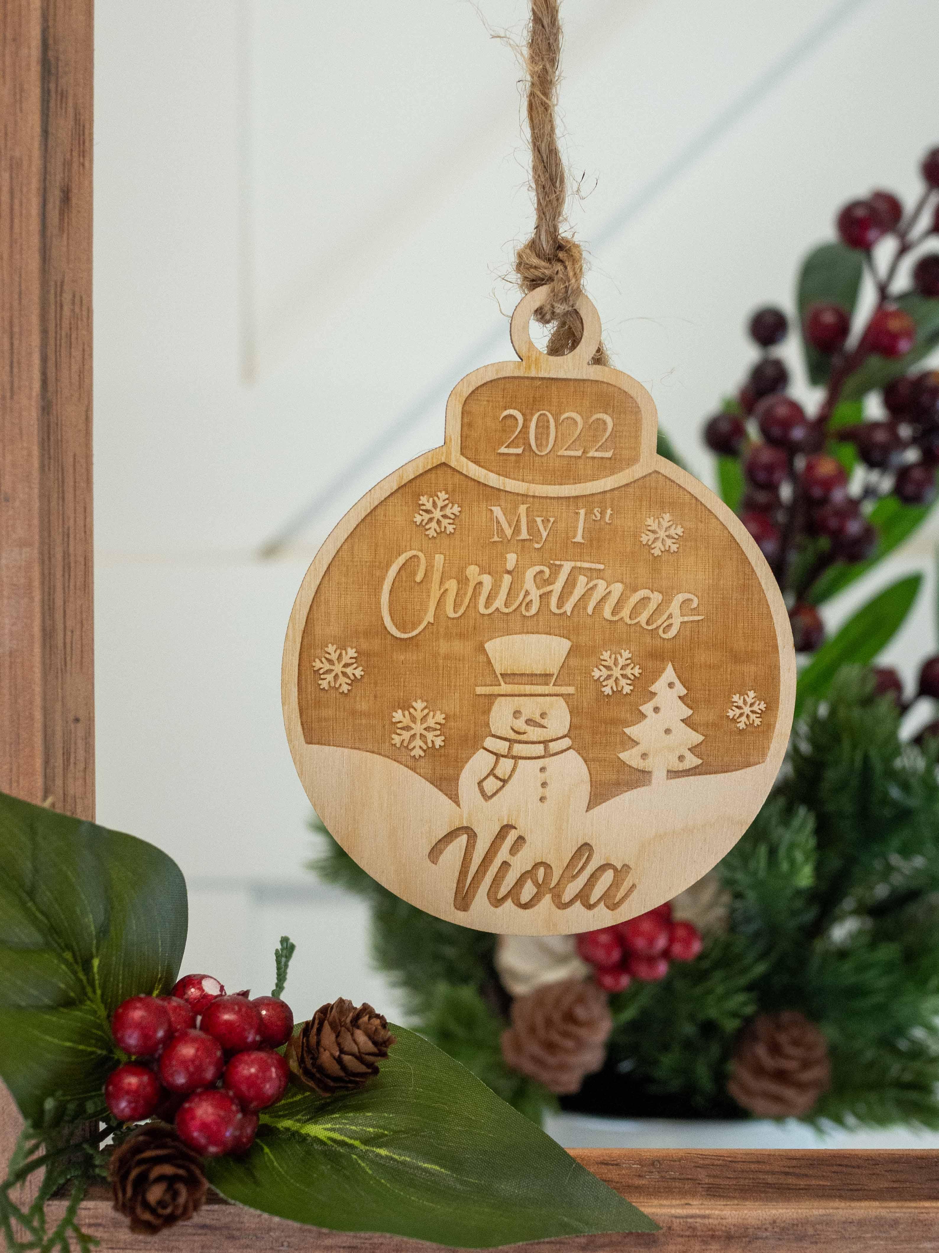 Wood Snowman Personalized Christmas Ornament