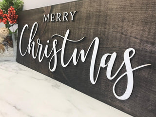 Merry Christmas Rustic Wood Sign