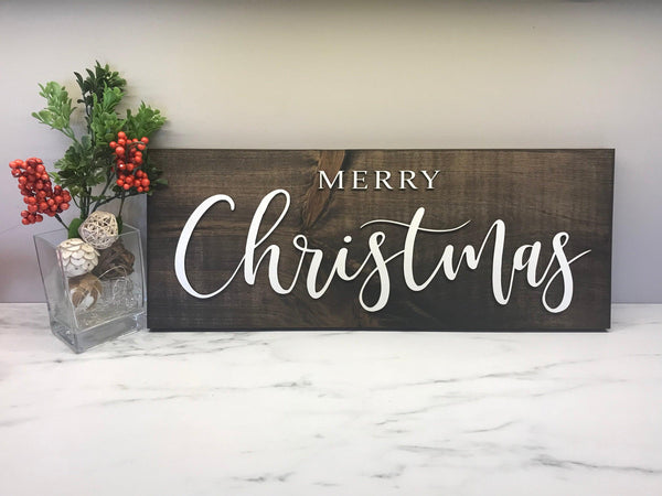 Merry Christmas Rustic Wood Sign